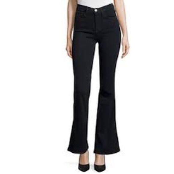 Current/Elliott The Girl Crush Flare-Leg Jeans in Tar Wash (Lighter Black) - Picture 1 of 10